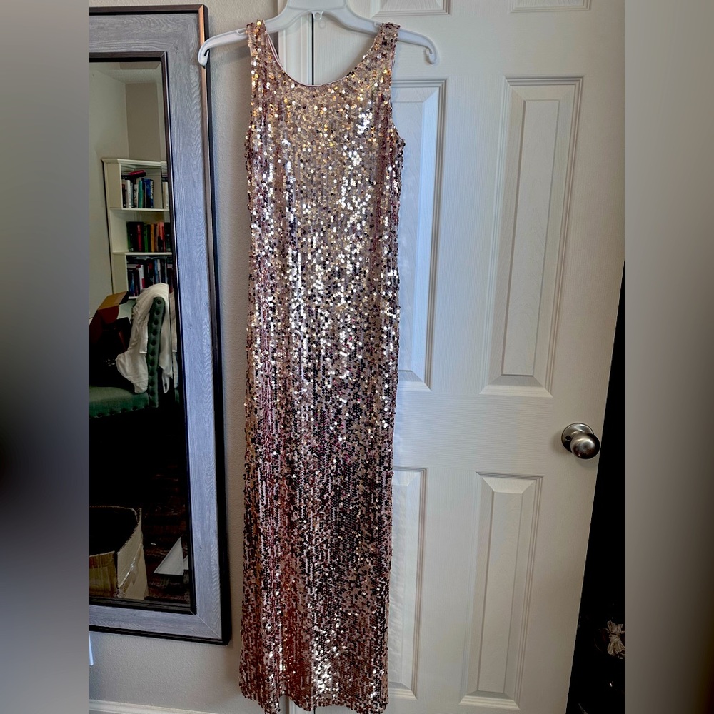 Gold sequin bridesmaid or formal dress